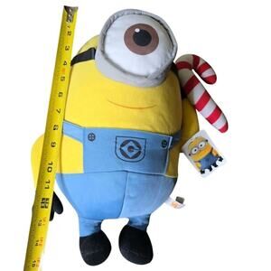 Despicable ME MINION PLUSH CHRISTMAS TOY W/ Candy Cane The Toy Factory 9" Yellow
